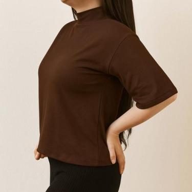 Imagem de Camisa Gola Alta Feminina Tamanho Unico  Básica, Elegante e Confortáve