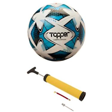Imagem de Bola De Futebol Topper Profissional Campo 22 Azul– Tamanho Oficial | Ideal para Jogos, Treinos e Lazer + Bomba De Ar.