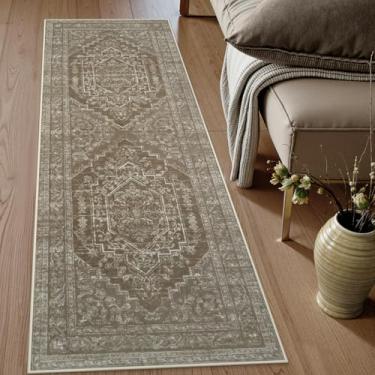 Imagem de Uphome Tapete de corredor de cozinha Boho, tapetes laváveis de corredor de 5 x 15 cm, antiderrapante, tapete de entrada moderno macio para corredor baixo, tapete sem queda para lavanderia, quarto