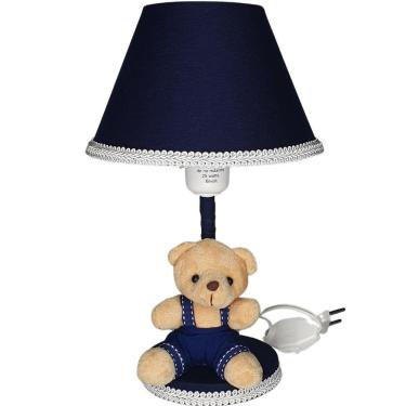 Imagem de Abajur Infantil Bebê Quarto Criança Liso Urso Bege Marinho
