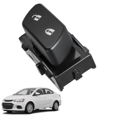 Imagem de YzusGomumu Interruptor de fechadura de porta do lado esquerdo do motorista compatível com Chevy Sonic 2017-2020 2014-2017 Buick Regal Chevy Impala preto botão de interruptor de fechadura substitui