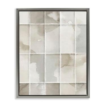 Imagem de Stupell Industries Neutro Awakening Geometrics Gray Framed Floater Canvas Wall Art Design por Emma Peal, 78 x 63 cm