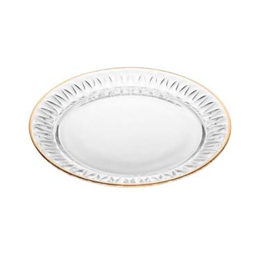 Imagem de LYOR - Conjunto 2 Pratos de Sobremesa com Fio de Ouro Radial 20cm Cristal