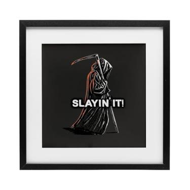 Imagem de Stupell Industries Slayin' It Grim Reaper Impressão emoldurada preta sob vidro design por Jedco Brands, Inc., 40,6 x 40,6 cm