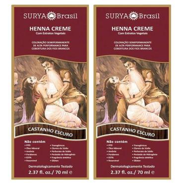 Imagem de Kit 2 Tinturas Creme Henna Surya Castanho Escuro Surya