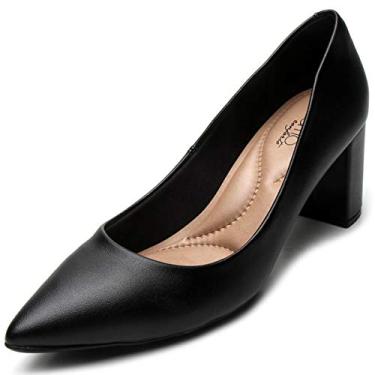 Imagem de Scarpin Beira Rio Liso Salto Grosso Feminino - Preto - 35