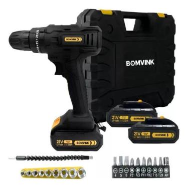 Imagem de Furadeira e Parafusadeira de Impacto 21V com 2 Baterias + Maleta - Bom