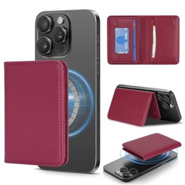 Imagem de Cavor Compatível com carteira MagSafe, carteira magnética para iPhone 16 Pro Max/15 Pro/14 Plus/13/12 Series, suporte magnético para cartão com suporte ajustável, suporte de cartão de telefone seguro