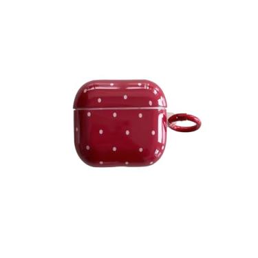 Imagem de Capa de bolinhas vermelhas para AirPods 4ª geração (2024) com chaveiro bonito padrão estético retrô moderno capas de Natal com trava para meninas e homens legais (para AirPods 4, vermelho)