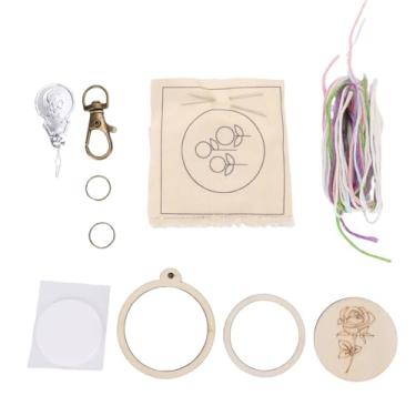 Imagem de Pssopp Minúsculo Argola de Costura, Tecnologia de Escultura de Precisão Portátil Chato Tempo Matando Mini Bordado de Madeira Bordado Com Pequeno Anel para Pingente de Brinco de Chaveiro