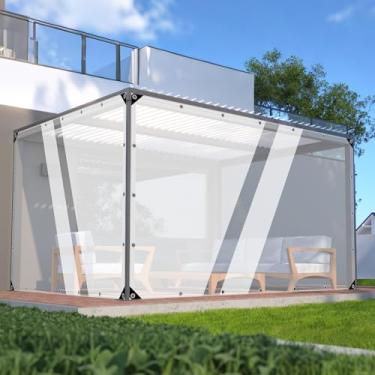 Imagem de Lona transparente, lona transparente de 1,8 x 6 m com ilhós, 20 milhas resistente à prova d'água com borda reforçada para pátio e pavilhão, varanda e jardim ao ar livre encerado doméstico