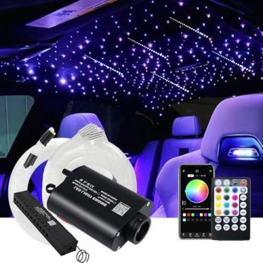 Imagem de AMKI Kit de luz das estrelas de fibra óptica de 16 W, 450 peças, 0,12 cm, 3 m, com estrela cadente branca pura, fios de fibra de brilho final, controle remoto ativado por som, luz das estrelas