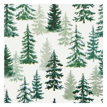 Imagem de Guardanapos de papel para árvore de Natal, 100 peças, inverno, rústico, floresta, pinheiros, guardanapo descartável para festas, 16,5 cm, toalha de mão de almoço de Natal para chá de bebê e festa de