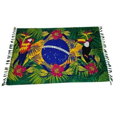 Imagem de Canga de praia Bandeira do Brasil/ Guarujá/ Rio em poliéster - Corpo D