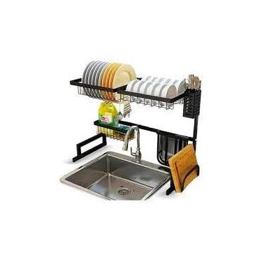 Imagem de Escorredor e Organizador de Louça Suspenso 65cm Premium Organizador de Pia Cozinha Aço Inox