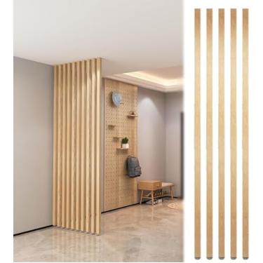 Imagem de Tela De Privacidade Doméstica Poste De Partição, Coluna Divisora De Sala De Escritório De Hotel De Madeira Maciça/Separador De Espaço Versátil, Haste De Sep, 5pcs, 110cm/3.6ft