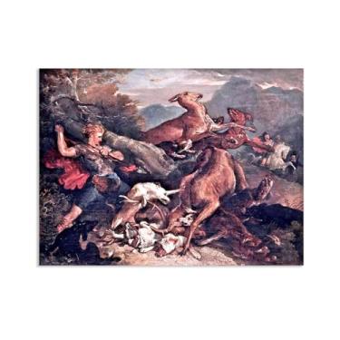 Imagem de Zeichn8u Edwin Landseer Impressão em tela Uma Cena de Caça Pôster Giclee Reprodução de Pintura Edwin Landseer Arte de Parede Decoração de Casa Sala de Estar Escritório Quarto 100 x 70 cm (83.8x71.1 cm