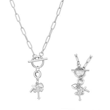 Imagem de Colar feminino com pingente de prata em ouro 14K, cruz, olho turco, coração, virgem maria, girassol, clipe de papel, gargantilha de Natal, aniversário, joias presentes, Large, Bronze, Sem Pedra