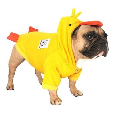 Imagem de iChoue I am a French Bulldog Dog Duck fantasias de Halloween suéter fofo engraçado para cães pequenos casacos de inverno casacos com capuz francês inglês Pug Pitbull Corgi filhote - amarelo/médio