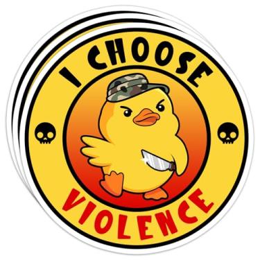 Imagem de Adesivo militar I Choose Violence Funny Meme Duck with Knife Veteran Sarcástico Vinil Impermeável Decalque Presente para Mulheres, Meninas e Crianças – Laptop, telefone, garrafa de água, copo, carro