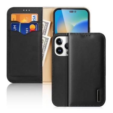 Imagem de FWYANZH Capa de couro genuíno para iPhone 17 Pro Max/17 Pro/Air/17, capa carteira de couro bovino luxuosa com compartimentos para cartões, proteção total, capa interna, preta, ar