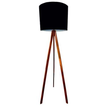 Imagem de Abajur De Chão Tripé 1,50 Cm Completo Com Cúpula Fiação Luminária De Piso Sala, Quarto, Escritório(Tripé Imbuia/Cúpula Preta)