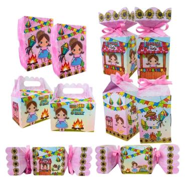 Imagem de 50 Caixinhas Lembrancinhas Junina Rosa Arraiá Rosa São João