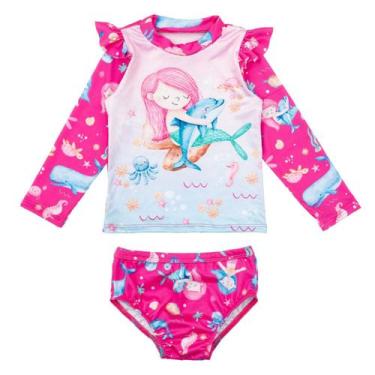 Imagem de Roupa Praia Bebe Infantil Conjunto Praia Menina Proteção Uv - Fofotinh