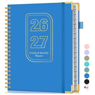 Imagem de Agenda semanal e mensal de 18 meses 2026-2027, janeiro de 2026 a junho de 2027, agenda diária A4 de 21,6 cm x 28 cm, agenda semanal e mensal com aba, agenda em espiral para trabalho, escola, casa