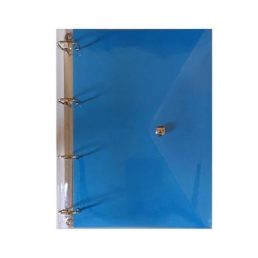 Imagem de Fichário Universitário Pasta Organizadora 4 Argolas Transparente Escolha Sua Capa (Azul)