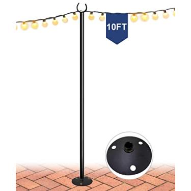 Imagem de Eazielife Varas de varas de luz de 10 pés para atividades ao ar livre, poste de suporte de iluminação de metal resistente para solo duro quintais de madeira pátio casamentos decorações de festas de Natal