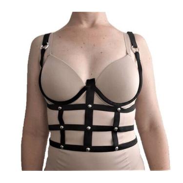 Imagem de Harness com aro sem bojo estilo corpete corset tiras strappy ajustável