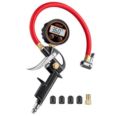 Imagem de Manômetro Digital AstroAI T1 com Inflador, Medidor de Pressão de Pneus de 3250 PSI com Calibrador ANSI B40.