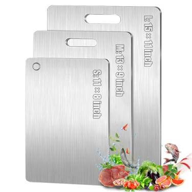 Imagem de Conjunto de 3 tábuas de corte de titânio, 2025, novas tábuas de corte de titânio 100% puro para cozinha, tábua dupla face de grau alimentício para carne, vegetais, frutas