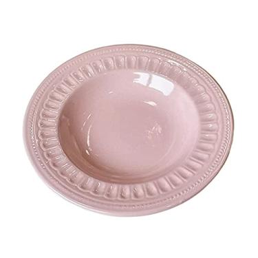 Imagem de Prato de serviço prato de jantar cozinha doméstica restaurante café prato de sobremesa prato de jantar regular rosa prato fundo redondo prato plano rosa simples pratos de jantar