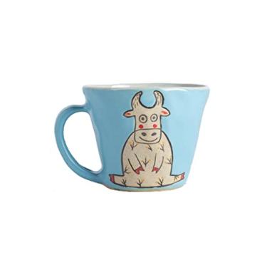 Imagem de GRFIT Caneca Caneca Cerâmica Criativa Feita à Mão Copo de Café Doméstico Grande Capacidade Copo de Beber Padrão Pintado à Mão Caneca de Café Interessante (Cor: Latão)