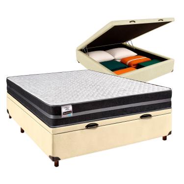 Imagem de Conjunto Cama Box Bau Bege Casal + Colchão Molas Ultralastic Bogota Inducol
