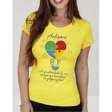 Imagem de Camiseta Camisa Adulto Feminina Masculina Algodão Campanha Abril Azul 