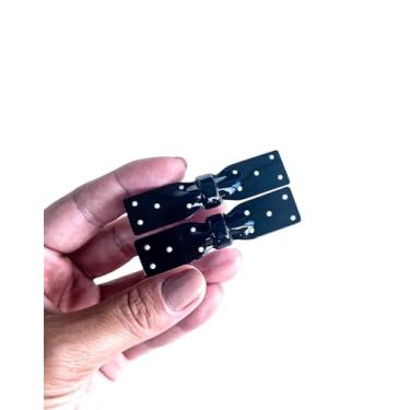 Imagem de 2 Unidades presilhas de cabelo bico de pato dourado formato lacinho acetato preto poa – Elegantes e Brilhantes, dia a dia