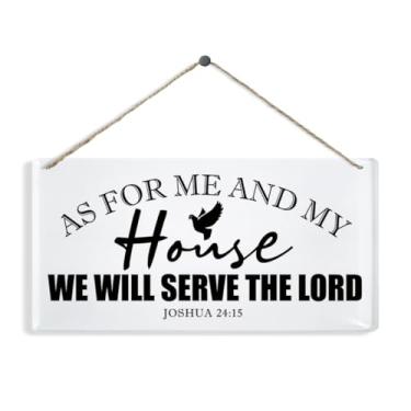 Imagem de As for Me and My House We Will Serve The Lord Sign, decoração acrílica cristã, placas de Josué 24:15, placa acrílica decorativa para porta da frente, arte de parede de versículo bíblico, decoração de
