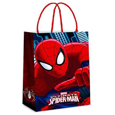 Imagem de Sacola De Papel Para Presente C/ 10 Unidades Laminado Na Estampa Spider Clássico - Tamanho 21,5X15X8 Cm - Certificação Fsc - Cromus Embalagens