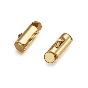 Imagem de 20 peças de tampas deslizantes de latão, tampas de extremidade deslizante, tubo de extremidade de crimpagem para fabricação de joias, 11,5 x 5,5 x 4 mm