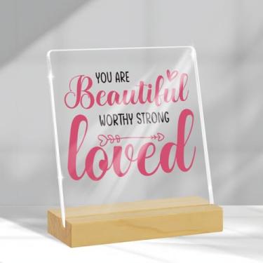 Imagem de Presentes motivacionais presentes de saúde mental, afirmações positivas, placa de acrílico, presentes de autocuidado, presentes de mesa de saúde mental, decoração de mesa para mulheres, homens