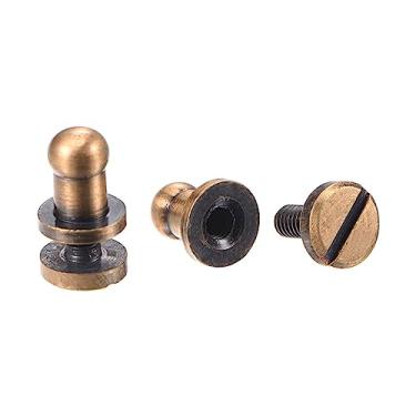 Imagem de Conjunto de 5 parafusos de cabeça redonda de latão sólido de 4 mm, rebites, fixadores de poste para artesanato de couro faça você mesmo, carteira de cinto, bolsa de mão, reparos, tom de cobre