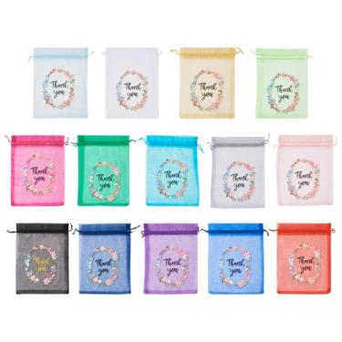 Imagem de 28 peças de sacos de organza com padrão de flores, bolsa de armazenamento de presentes de doces, para joias, festas, Natal, casamento, lembrancinhas, bolsas de presente 18,5 x 13 x 0,02 cm