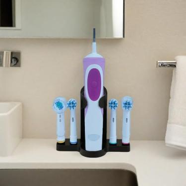 Imagem de Suporte de escova de dentes elétrica montado na parede, suporte de cabeça de escova de dentes com 4 compartimentos, suporte de escova de dentes compatível com escova de dentes Sonicare Oral-B (preto)