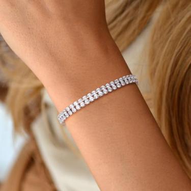 Imagem de Pulseiras de prata femininas modernas banhadas a ouro pulseiras clássicas femininas bijuterias para mulheres, One Size, Cobre, Sem Pedra Preciosa
