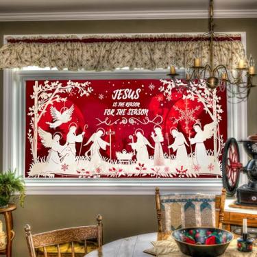 Imagem de HOMETITUTE Película de Natal para janela de Jesus Presépio Anjos Pastores Religiosos Decorativos Adesivos de Janela de Privacidade Adesivos para Casa de Férias Igreja Escritório 100 cm × 44 cm