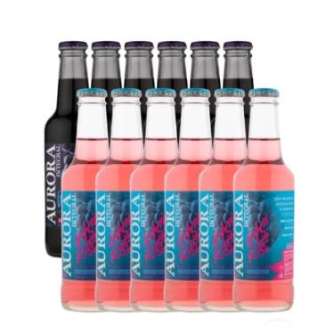 Imagem de Kit Suco Integral Gaseificado Aurora Tinto e Rosé, 12 Garrafas, Bebida Natural