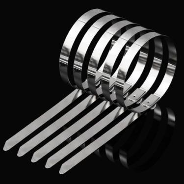 Imagem de 10 peças de cabos autotravantes laços de aço inoxidável fechos de correr fixadores de arame multiuso resistentes organizadores de gravata 0,79 x 10 cm